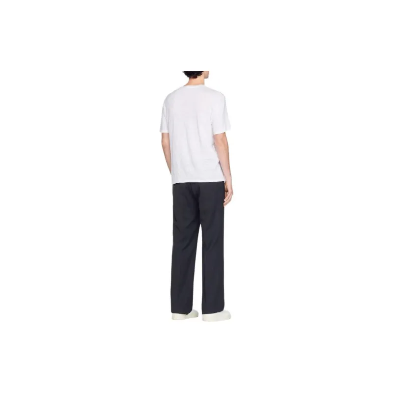 Sandro Beyaz Keten T-shirt T-Shirt Men's White-1