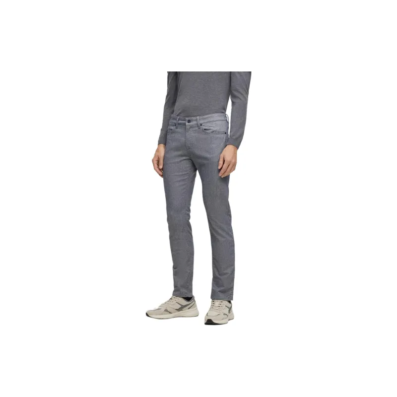 HUGO BOSS Slim-fit Jeans In Two-tone Brushed Twill Casual Pants Men's Gray-3