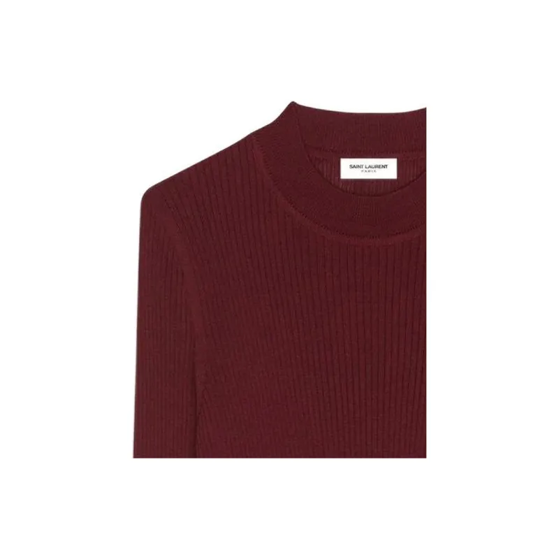 SAINT LAURENT Cashmere Sweaters Men Burgundy-5