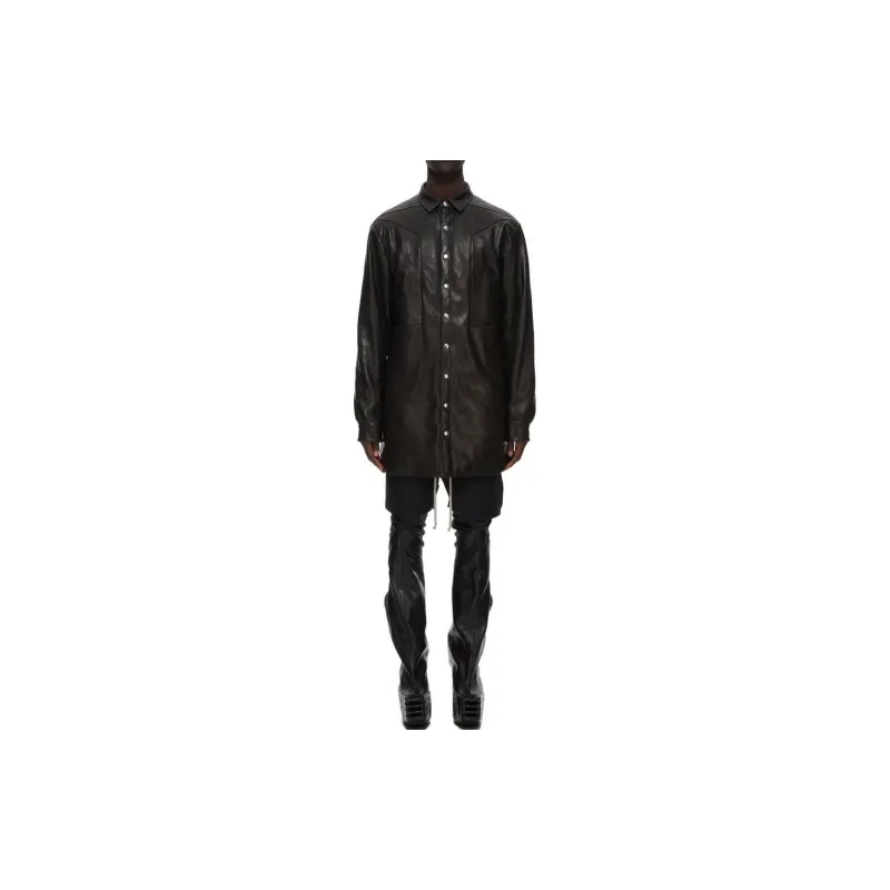RICK OWENS Jumbo Fogpocket Leather Shirt Jacket-3