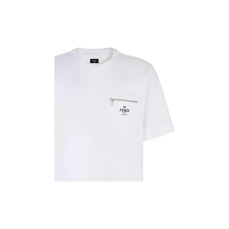 FENDI Logo Printed Crewneck T Shirt-7