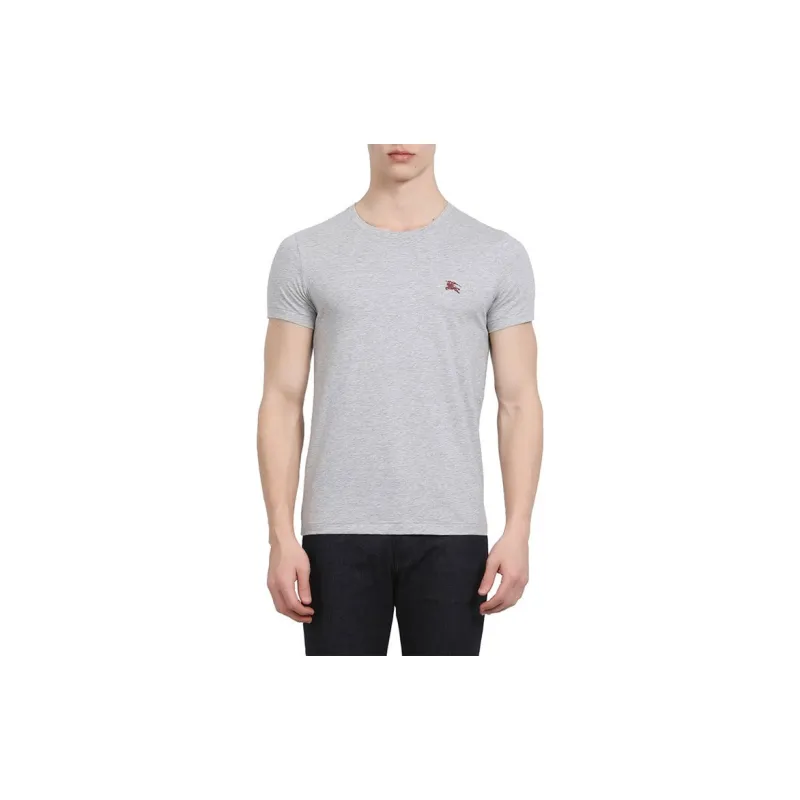 Burberry Men War Horse Embroidered Round Neck Short Sleeve T-shirt Grey-3