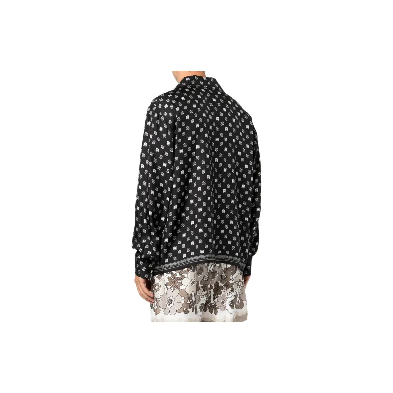 AMIRI Ma Repeat Logo Long Sleeve Camp Shirt-1