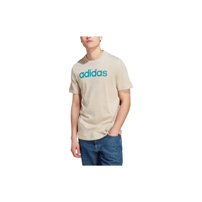 Adidas SportswearESSENTIALS SINGLE JERSEY LINEAR EMBROIDERED LOGO T-Shirt Men's Ecru-2