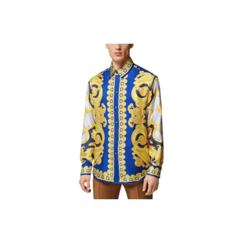 VERSACE VERSACE SS23 Shirt Men's Blue Gold-2
