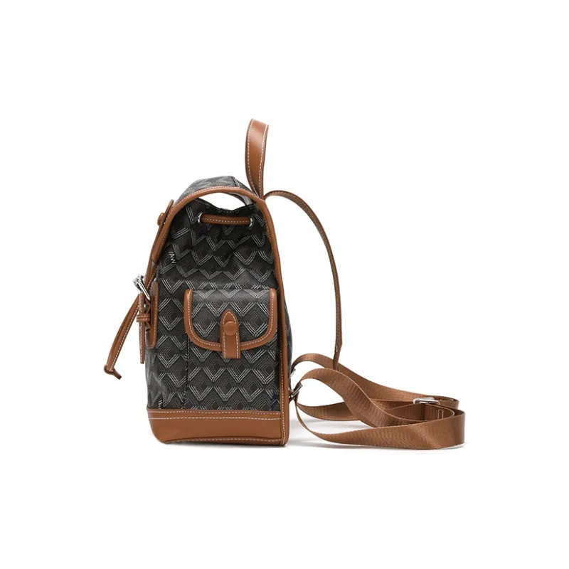 SEPTWOLVES PU Backpack Medium Size Women's Classic Brown-4