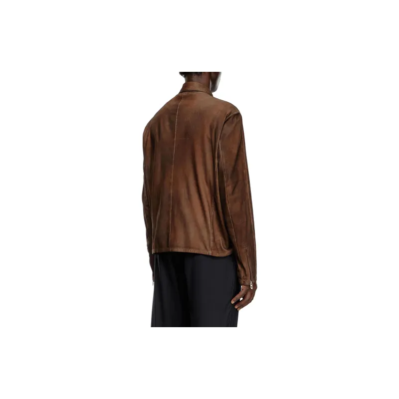 DIESEL L Crombe Zip up Leather Jacket-2