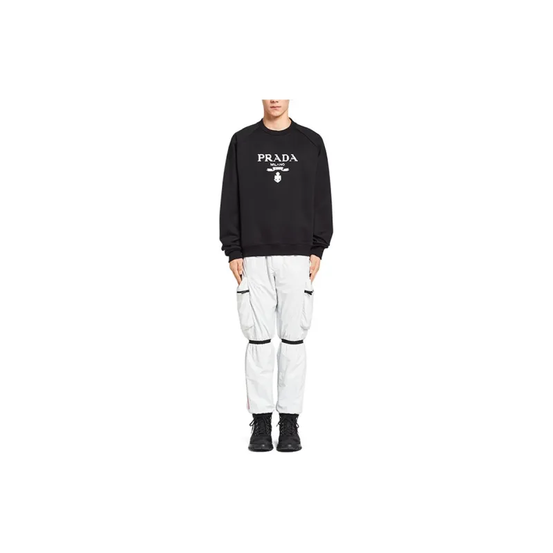 PRADA Printed Cotton Fleece Crewneck Sweatshirt-3
