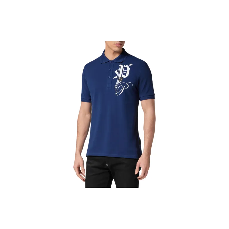 PHILIPP PLEIN Polo Shirt Ss Gothic Plein Polo Shirt Men's Marine Blue-2