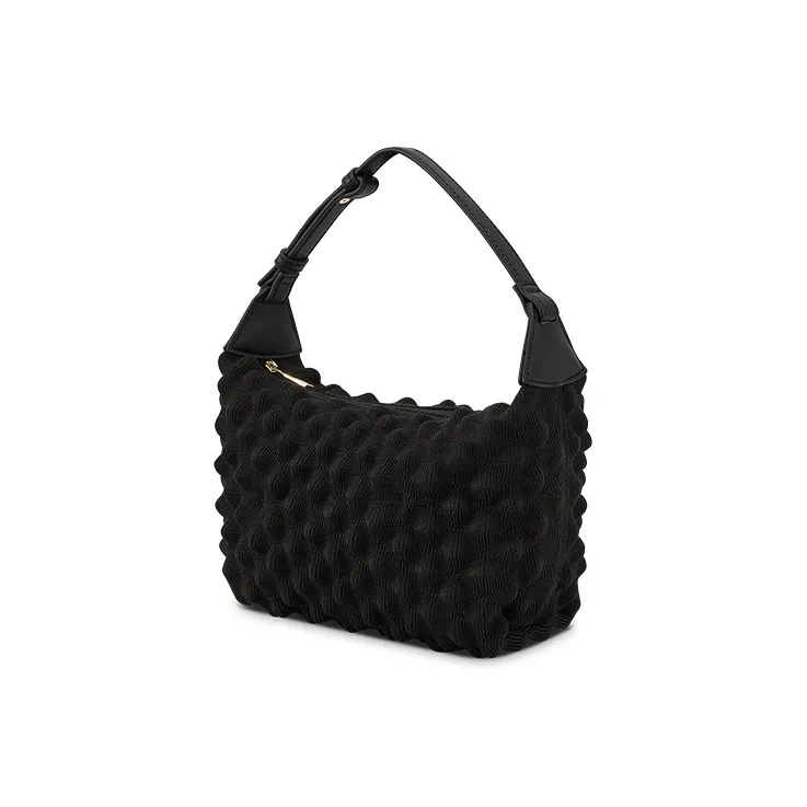 JC DAMO Eco-Friendly Yarn One Shoulder Handbags Women's Rose Red/Black-5