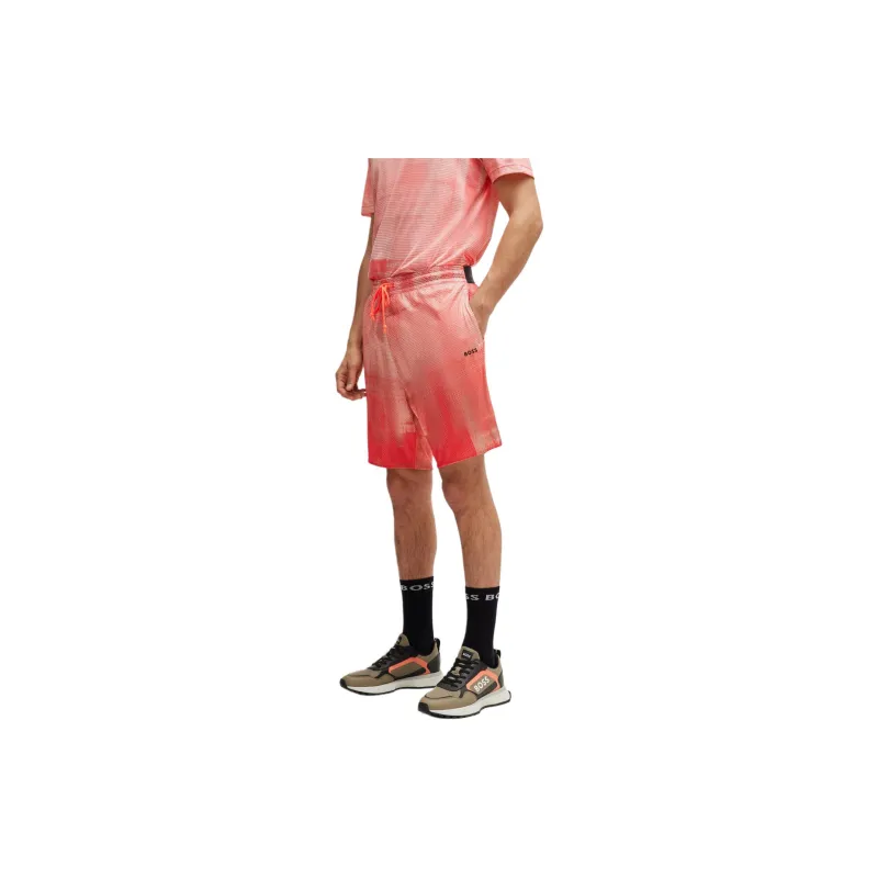 HUGO BOSS Printed-Mesh Shorts With Logo Detail Casual Shorts Men's Red-4