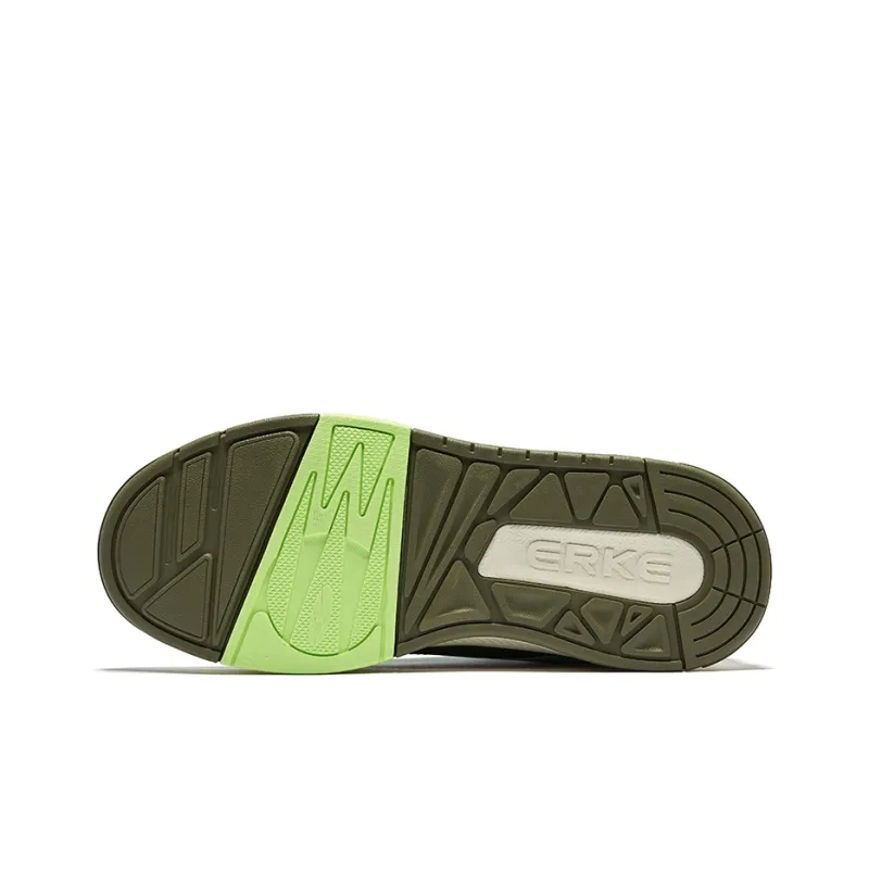 Erke Bashi 2.0 Anti Slip Wear Resistant Low Top Skateboard Shoes Men's Avocado Color Scheme-4