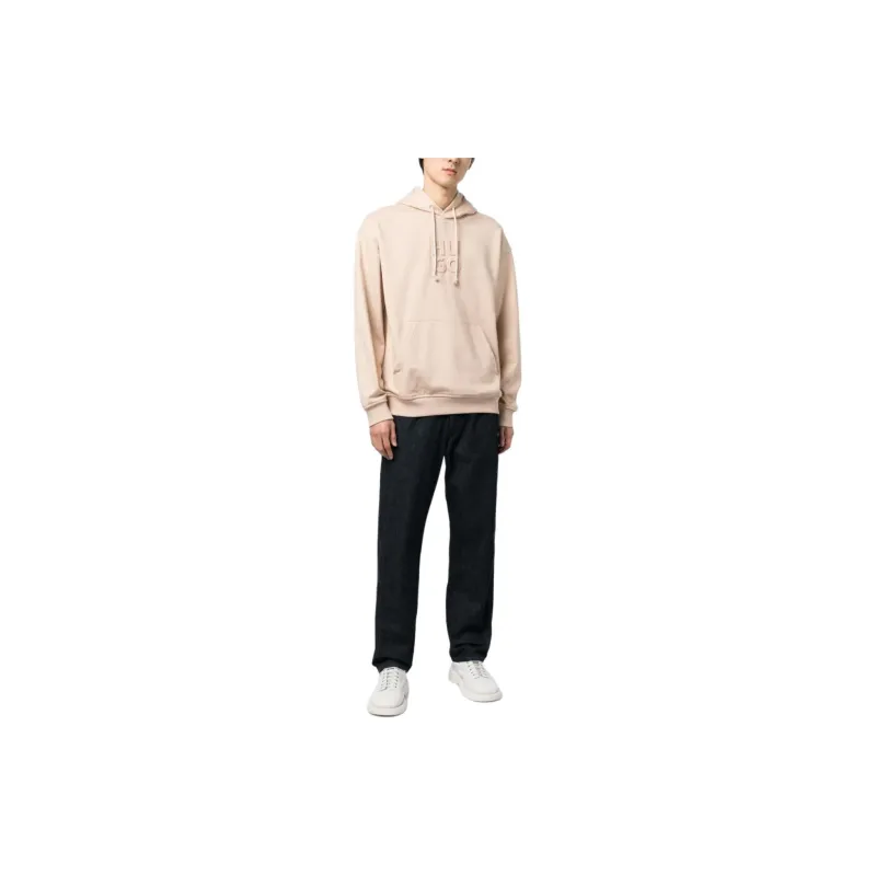 HUGO BOSS Logo embossed Drawstring Cotton Hoodie-8