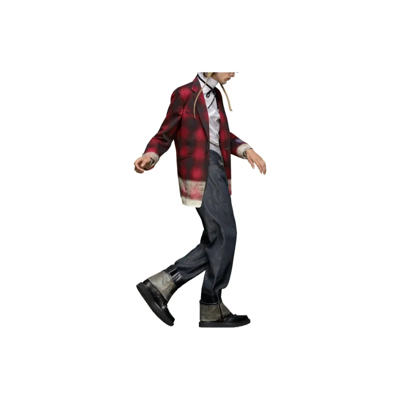 Maison Margiela Pendleton Checked Frayed Hem Jacket-4