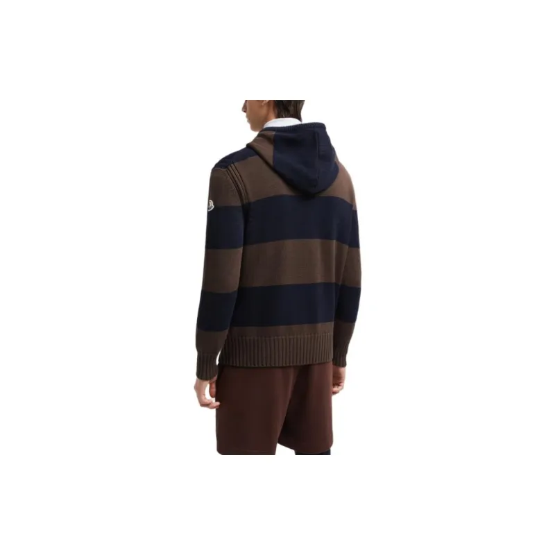 Moncler Striped Drawstring Knitted Hoodie-4