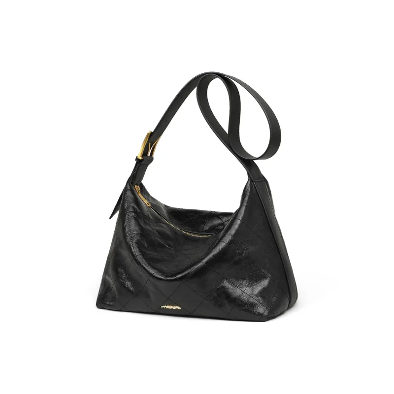 MILLIE'S Cow Leather With Synthetic Leather Underarm Shoulder Bag Tote Regular Women's Black-2