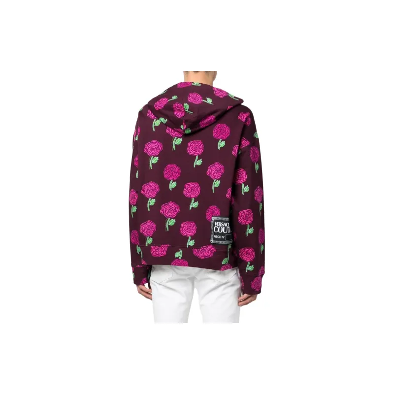 VERSACE JEANS COUTURE Rose print Cotton Hoodie-2