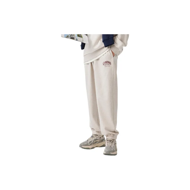 LiNing Sports Life Collection Knitted Sports Pants Men's Heather Gray Tile Gray-5