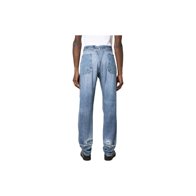 GREG LAUREN Patchwork detail Straight leg Jeans-2