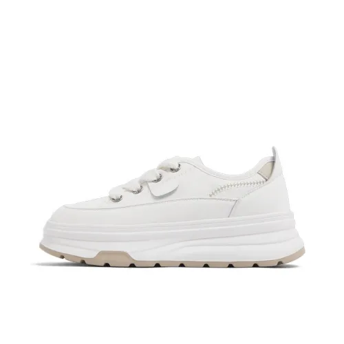 CAMEIDO Low Top Skateboard Shoes Women's Ecru
