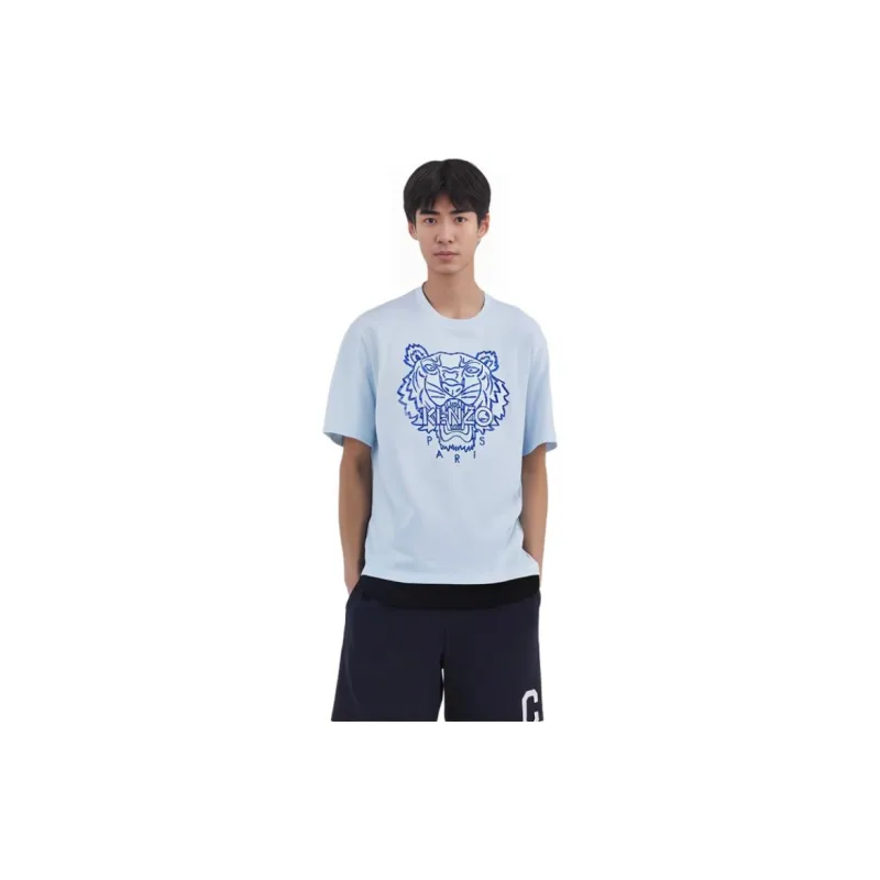 KENZO Classic Tiger Head SS21 T Shirt Men's Light Blue-4