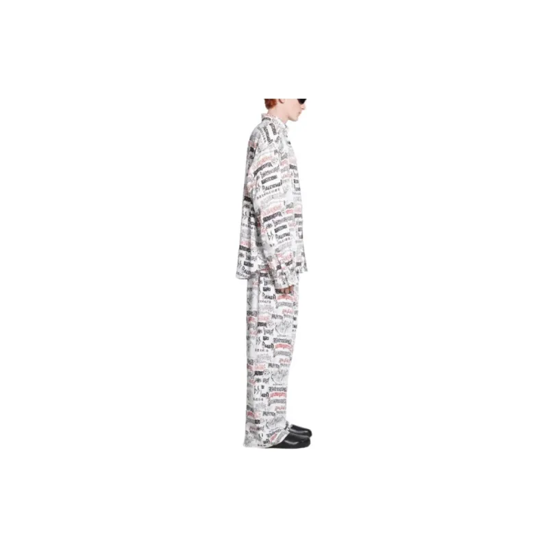 Balenciaga All-Over Logo Long-Sleeve Shirt-9