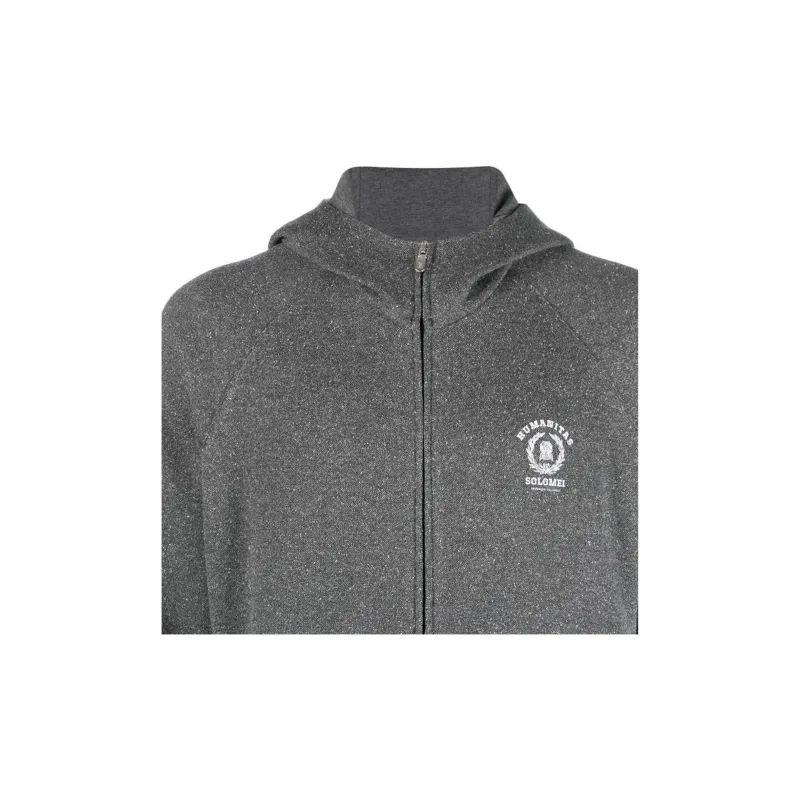 Brunello Cucinelli Logo print Zip up Hoodie-6