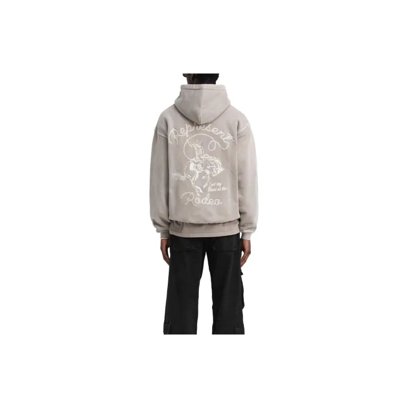 REPRESENT Chain Stitch Rodeo Hoodie Sweatshirt Men's Gray-6