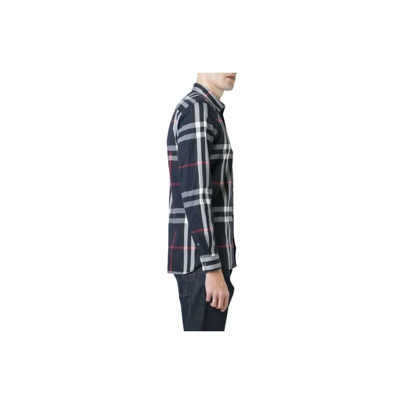 Burberry Shirts Men Navy Blue-4