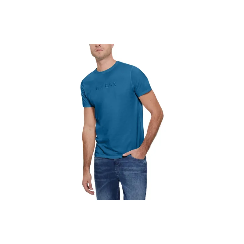 GUESS Embroidered Logo Tee T-Shirt Men's Blue-2