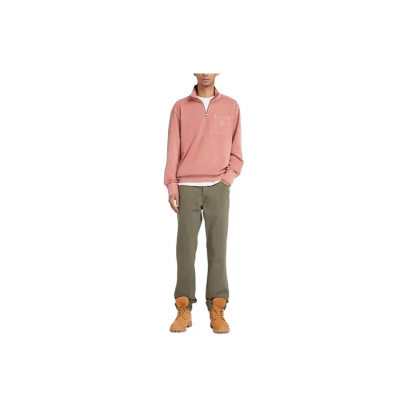 Timberland Garment Dye Quarter-Zip Sweatshirt Sweatshirt Men's Pink-1