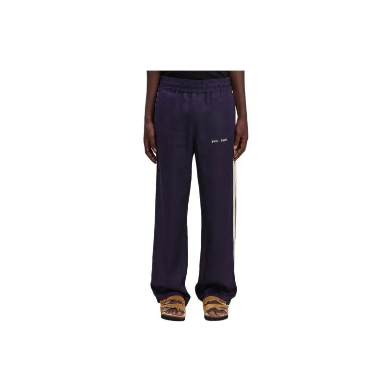 PALM ANGELS Logo Print Linen Track Pants-1