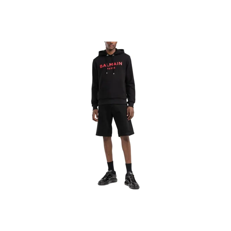 BALMAIN Logo Printed Drawstring Hoodie-1