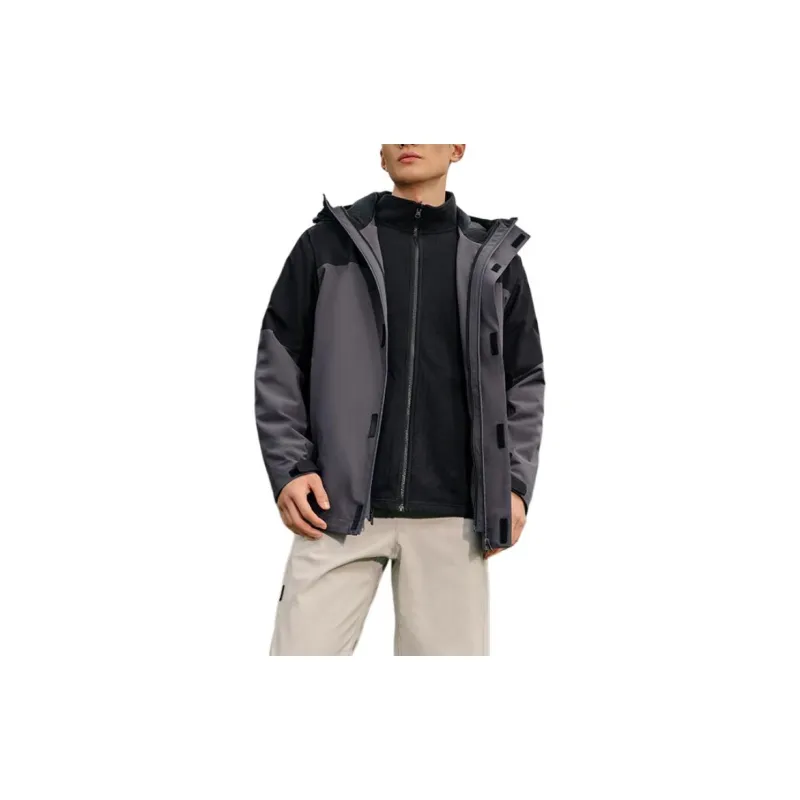 361° Water Resistant Warm Water Repellent Windproof Breathable Windbreaker Jacket Unisex Meteorite Gray/Super Black-2
