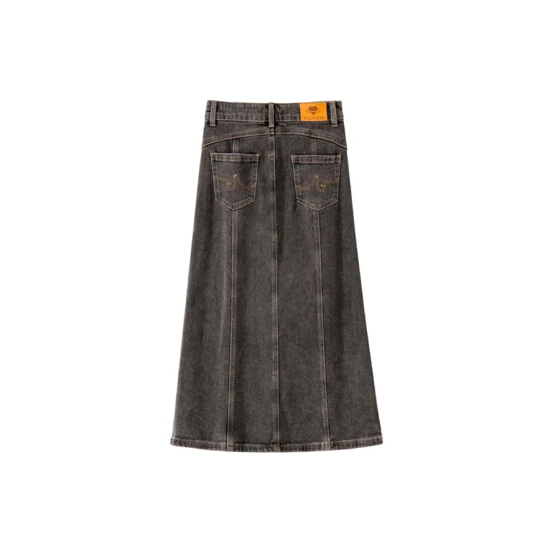 BANANA BABY Denim Long Skirts Women's Black-1