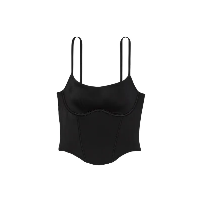 Victoria's Secret PINK Bralettes & Bra Tops The Cinched Micro Corset Top/PB Bra Women's Pure Black-0