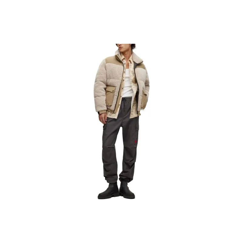 HUGO BOSS FW23 Regular-Fit Cargo Trousers In Ripstop Cotton Cargo Pants Men's Dark Gray-2