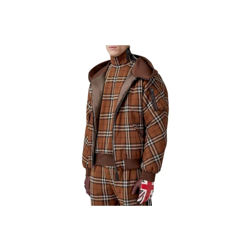 Burberry Check Jacquard Hooded Bomber Jacket-3