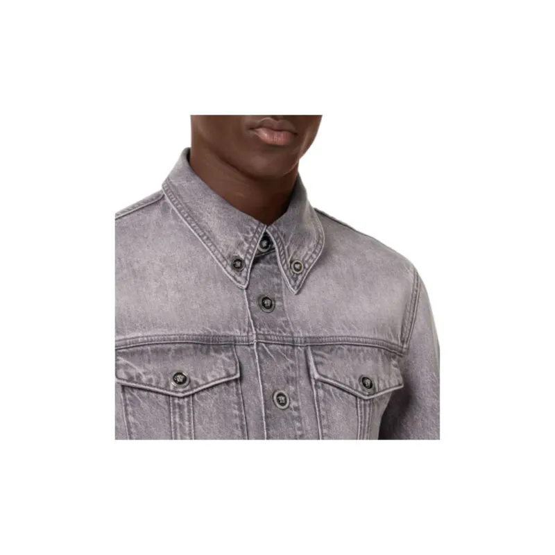 VERSACE Medusa Head Buttons Long Sleeved Denim Jacket-4
