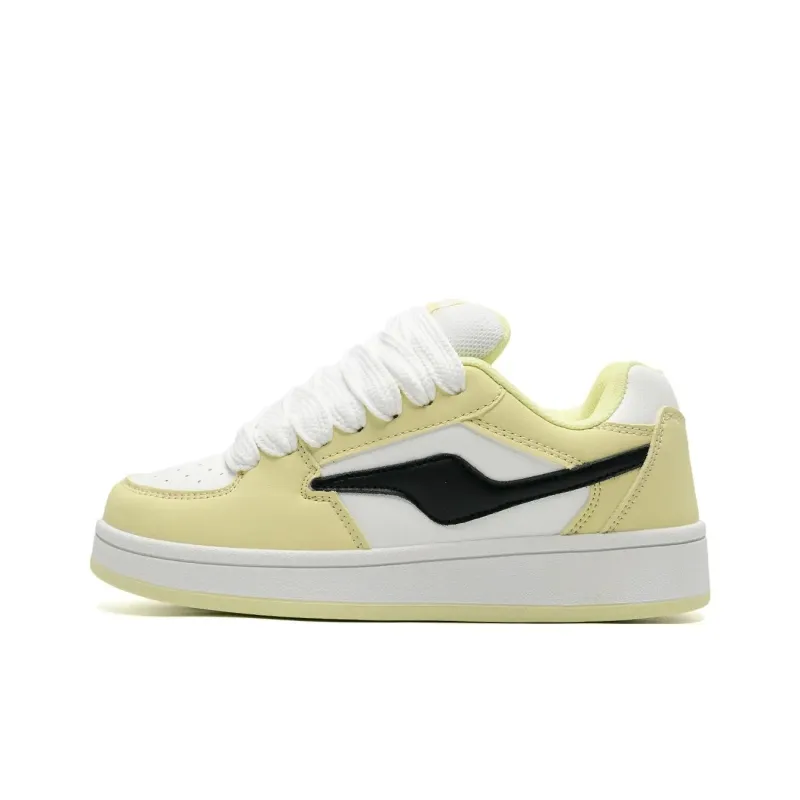 SHUXIAOBEI Dopamine Dressing Trendy Puffy Shoes Anti Slip Wear Resistant Low Top Skateboard Shoes Women's Light Yellow-0