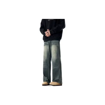 RENBEN American Luxury Streetwear Men's Pants Summer Jeans Unisex Vintage Blue