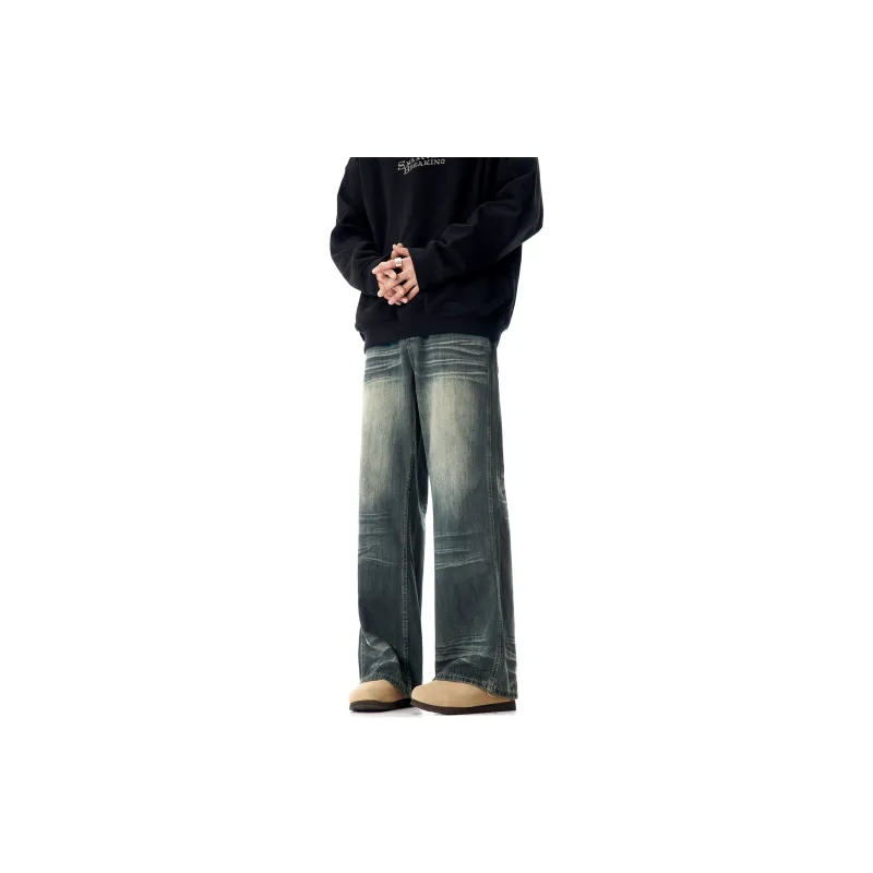 RENBEN American Luxury Streetwear Men's Pants Summer Jeans Unisex Vintage Blue-1