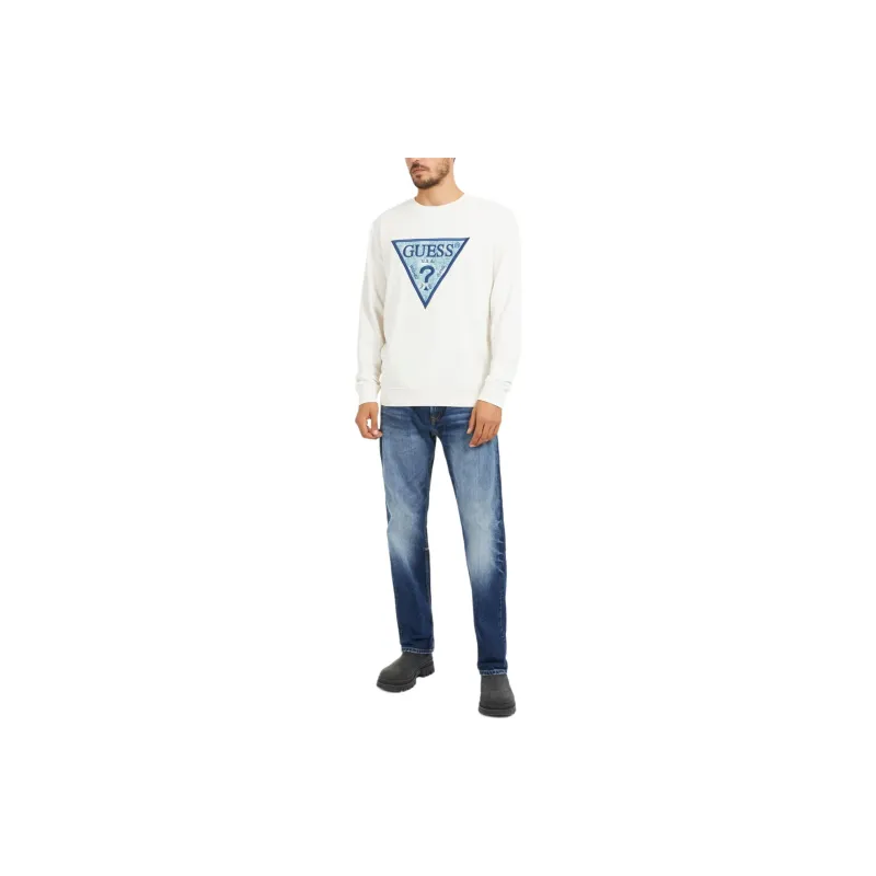 GUESS Eco Triangle Crewneck Sweatshirt Sweatshirt Men's Beige-1