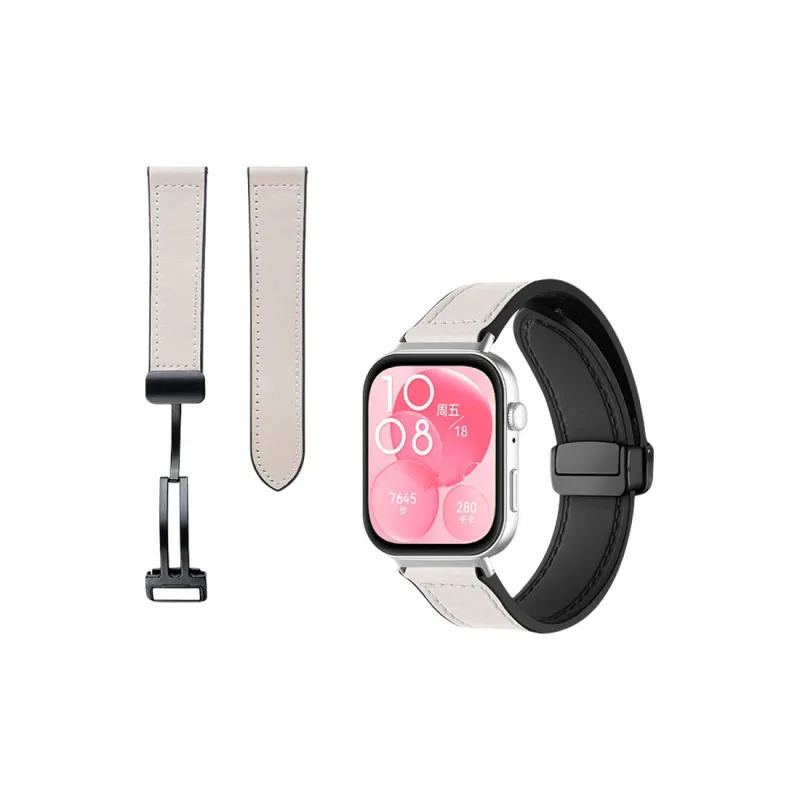 FZRT Huawei Compatibility Watch Band Frenzy Horse Pattern Magnetic Clasp Strap Genuine Leather Material-4