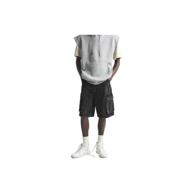 ZARA Denim Shorts Men Black-2
