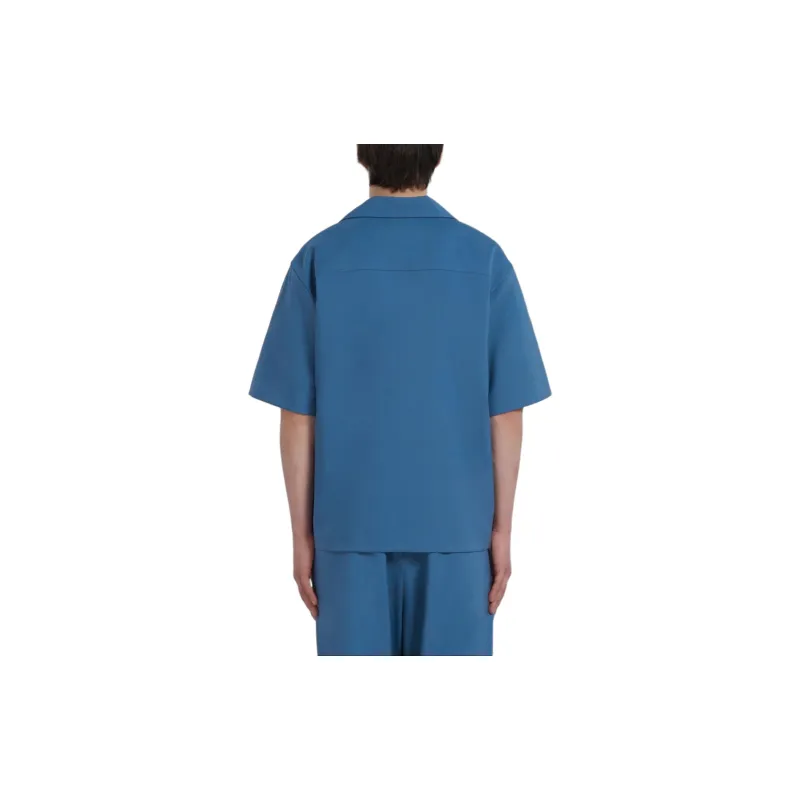 MARNI Tropical Wool Bowling Shirt Shirt Men's Blue-3