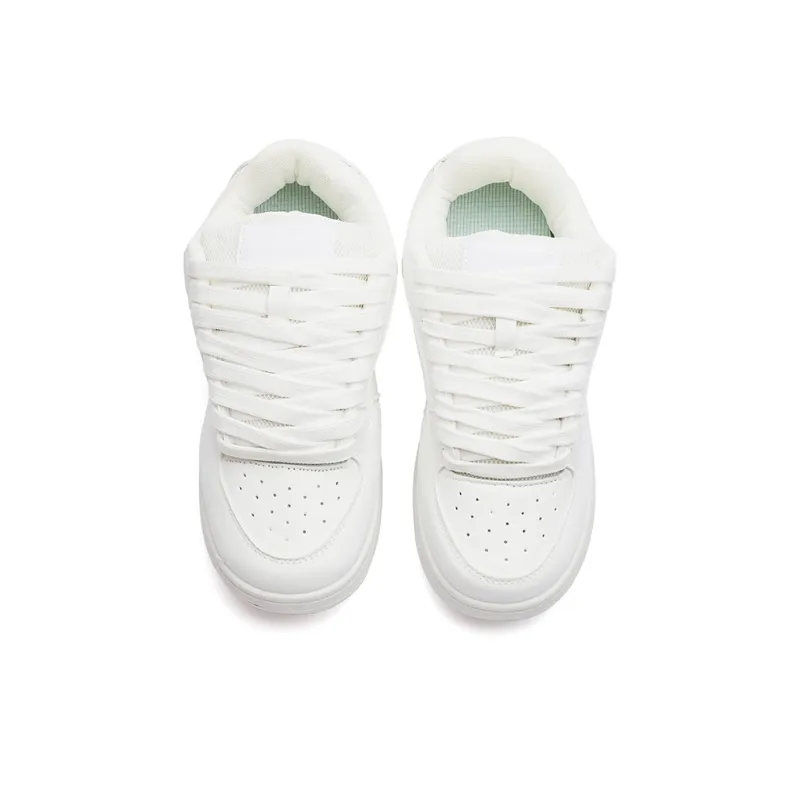 MEXICAN Abrasion Resistant Low Top Skateboard Shoes Women's White-3