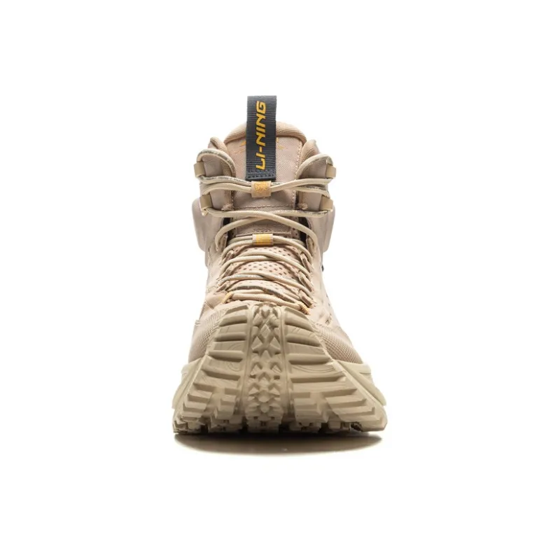 LiNing CF Su Xingchuan Anti-Slip Wear-Resistant High-Top Trekking Shoes Unisex Brown Yellow-3