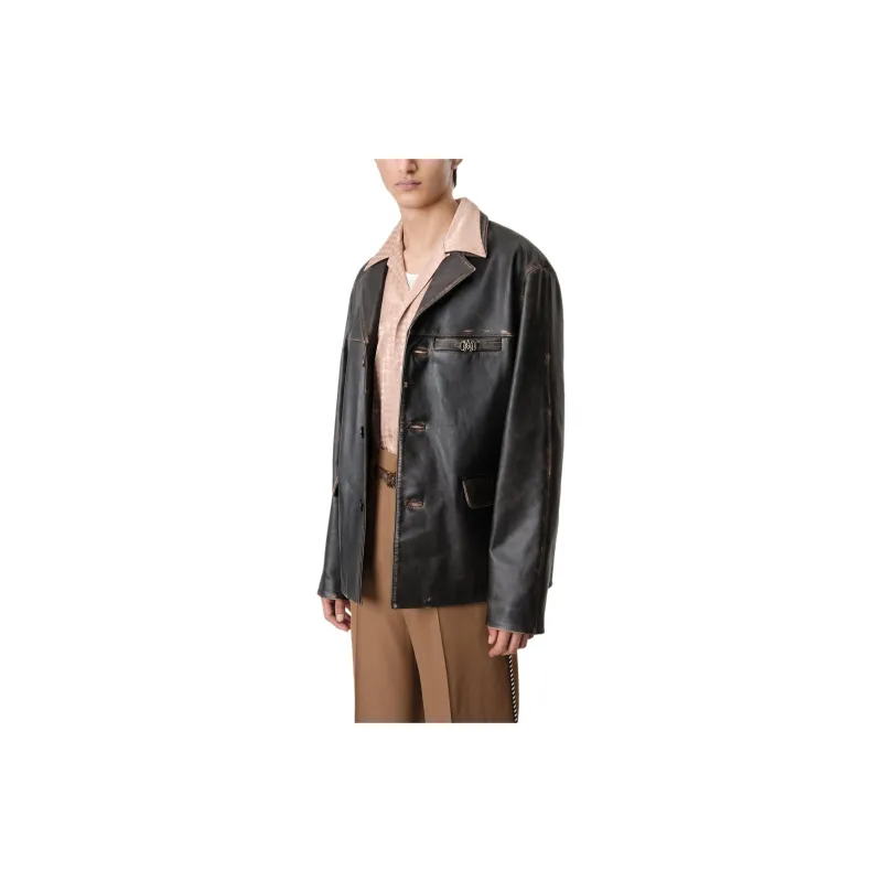 AMIRI Single breasted Leather Jacket-3