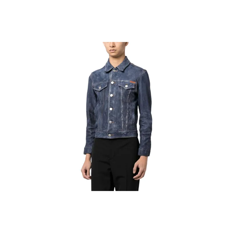 Martine Rose Leather Jacket Unisex Blue-3
